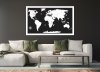 Drevená mapa sveta s rámom – 3D dizajn