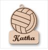 Drevená kľúčenka - Volejbalová lopta s menom