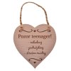 Drevená tabuľka srdce - Pozor teenager !