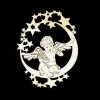 Vianočná ozdoba - Anjelik na mesiaci s harfou 9 cm