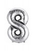 Balón fóliový strieborný číslo 8 - 80 cm