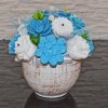 Mydlová Kytica v keramickom kvetináči - svadobná modrá