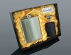 Súprava GOLD SATIN ploskačka 240 ml + 4 ks štamperlíkov 30 ml v puzdre
