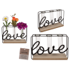Rastlinný stojan na drevenej doske s 3 skúmavkami - LOVE
