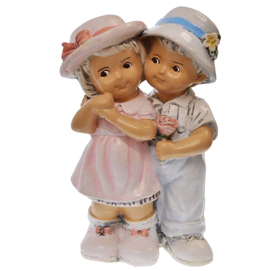 Záhradná dekorácia - chlapec s dievčatkom 33 cm