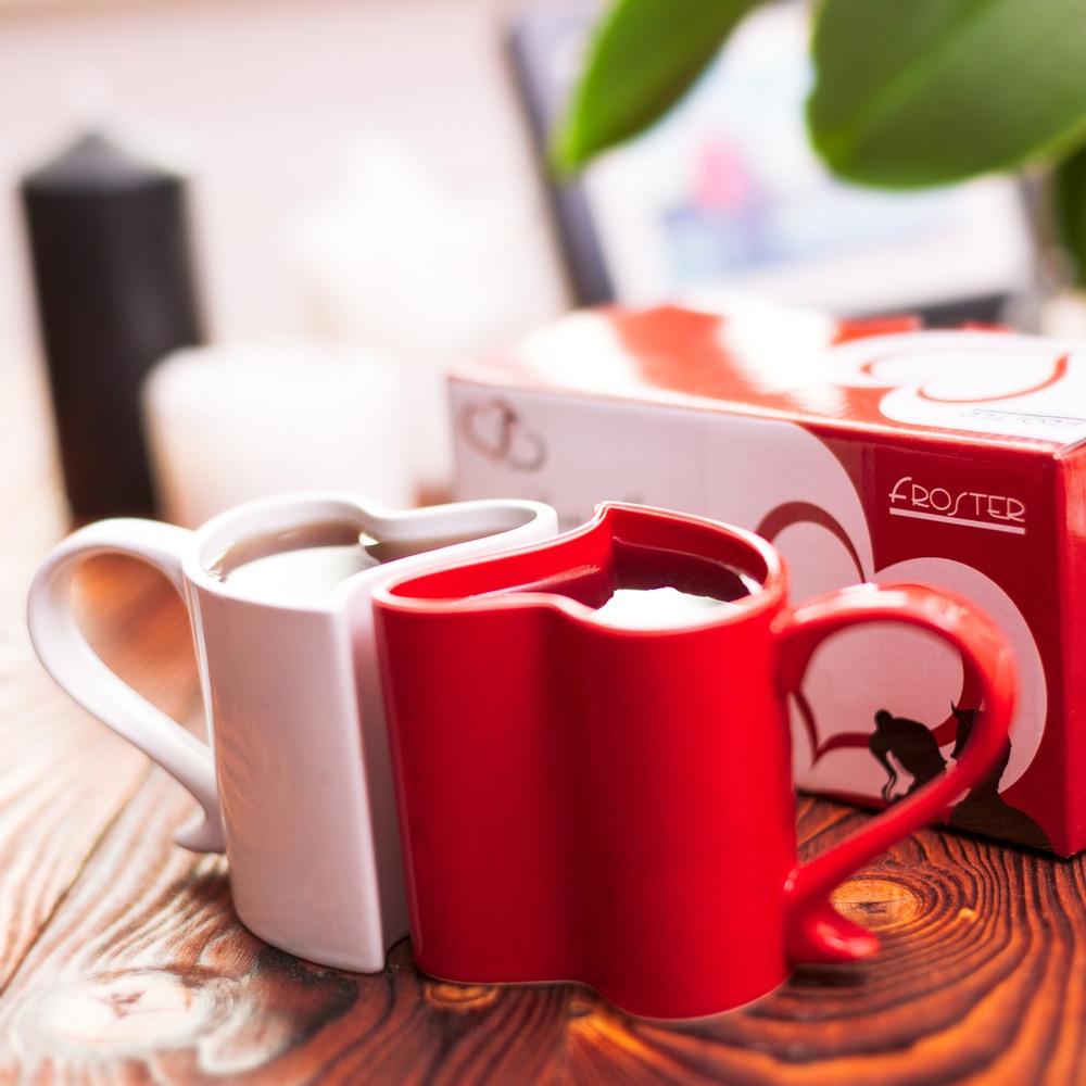 Zaľúbené hrnčeky - Červeno-biely